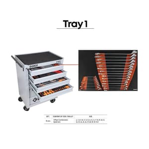 Groz 149 Pcs Universal Tool Kit with 7 Drawer Trolley (S10D Series), RTC-10D27-149