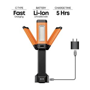 Groz 2000 Lumens Cordless Triple Head Site lamp, LED-685