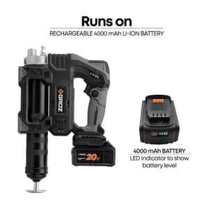 Groz 10000 PSI / 20V Li-ion Battery Powered Grease Gun, BGG/20-4/L1/EU