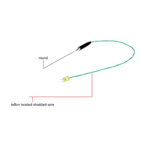 Insize -40°C ~ 600°C K-type Handheld Teflon Twisted Shielded wire Armored Thermocouple (Round Sensor), 0709-HAK04
