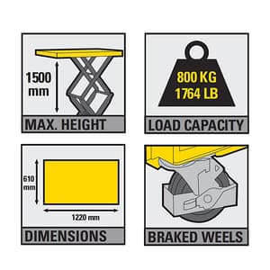 Stanley 800 Kg Load Capacity Hydraulic Table Lifter, SXWTI-CTABL-XX800