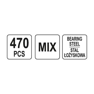 Yato 470 Pcs Steel Balls Assortment Set, YT-06680