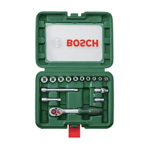 Bosch 15 Pcs Ratchet & Socket Set (1/4 inch Sq. Drive), 1 600 A03 EG1
