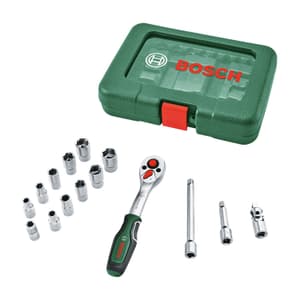 Bosch 15 Pcs Ratchet & Socket Set (1/4 inch Sq. Drive), 1 600 A03 EG1