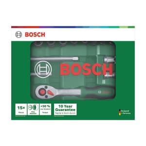 Bosch 15 Pcs Ratchet & Socket Set (1/4 inch Sq. Drive), 1 600 A03 EG1
