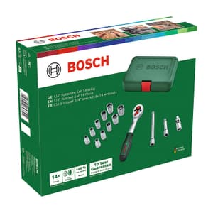 Bosch 15 Pcs Ratchet & Socket Set (1/4 inch Sq. Drive), 1 600 A03 EG1