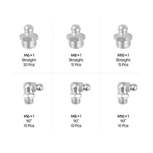 Groz 80 Pcs Metric Grease Fitting Set, STGFT-M80