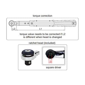 Insize 82 - 410 N.m Interchangeable Head Digital Torque Wrench (3/4 Inch Sq. Drive), IST-2W410A
