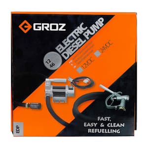 Groz 12V DC Base Mount Electric Diesel Pump With Manual Nozzle, EDP/12M/ST