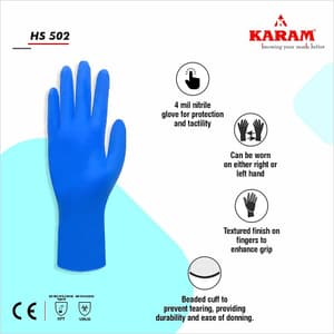 Karam 4 Mil Medium Size Powder Free Disposable Nitrile Gloves (100 Pairs), HS502