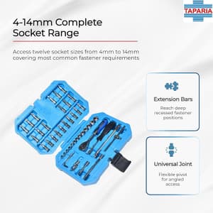 Taparia 23 Pcs 1/4 Inch Sq. Drive Socket Set, SA 23