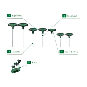Bosch 7 Pcs T-Handle Hex Screwdriver Set, 1 600 A03 9J1
