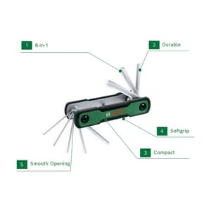 Bosch 8 in 1 Folding Hex Key Set, 1 600 A03 9L7
