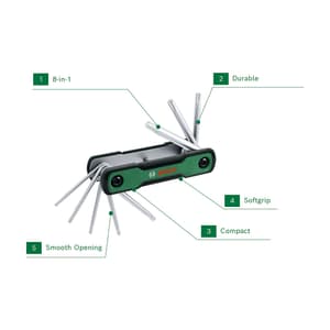 Bosch 8 in 1 Folding Torx Key Set, 1 600 A03 9L8