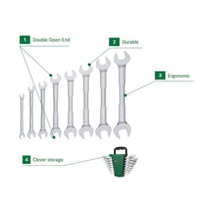 Bosch 8 Pcs Double Open-End Wrench Set, 1 600 A03 HM8