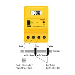 Meco 3-1/2 Digit / 1999 Counts Digital Earth Resistance Tester with Earth Voltage, DET 909