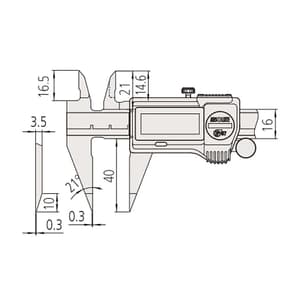 Mitutoyo 0 - 150 mm Digital ABS Point Caliper with Thumb Roller, 573-625-20