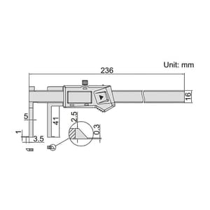 Insize 150 mm / 6 inch Digital Inside Groove Caliper, 1520-150