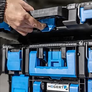 Hogert 517 x 331 x 331 mm Tool Organizer with Polycarbonate Lid & Cups, HT7G503