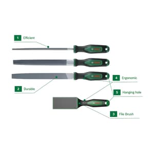 Bosch 200 mm File Set with brush (Pack of 4 Pcs), 1 600 A03 4GM