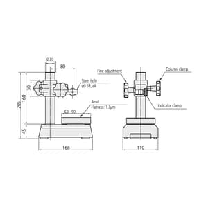 Mitutoyo 90 x 90 mm (Square Anvil) Dial Gauge Stand, 7007-10