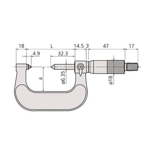 Mitutoyo 25 - 50 mm Screw Thread Micrometer (44 - 28 TPI), 125-107