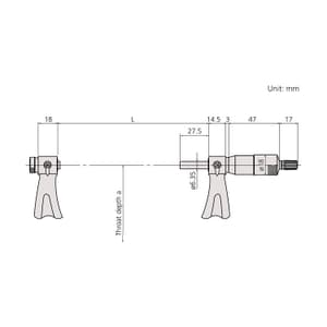 Mitutoyo 0 - 25 mm Interchangeable Anvil Screw Thread Micrometer (Spindle Tip Type), 126-125