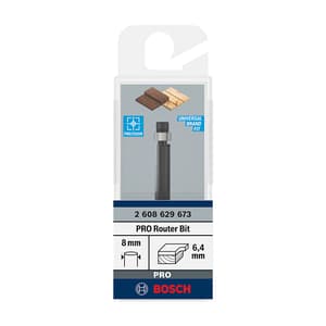 Bosch 6.4 mm Pro Router Bit (Bottom Bearing Flush Trim Bit 2 Flute), 2 608 629 673
