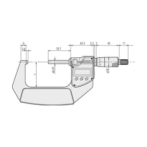 Mitutoyo 0 - 25 mm Spherical Anvil Digital Tube Micrometer (Type A), 395-251-30