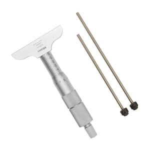 Mitutoyo 0 - 50 mm Depth Micrometer with Interchangeable Rods (63.5 mm Base Width), 129-109