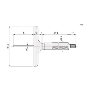 Mitutoyo 0 - 4 inch Depth Micrometer with Interchangeable Rods (2.5 inch Base Width), 129-127