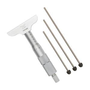 Mitutoyo 0 - 75 mm Depth Micrometer with Interchangeable Rods (63.5 mm Base Width), 129-110