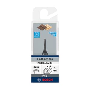 Bosch 3 mm Pro Router Straight Bit (1 Flute), 2 608 628 376