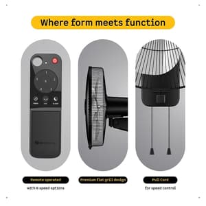 Atomberg Metallion 18 450 mm Remote Operated Metal Wall Fan with BLDC Motor (Midnight Black)