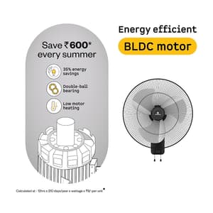 Atomberg Metallion 18 450 mm Remote Operated Metal Wall Fan with BLDC Motor (Midnight Black)