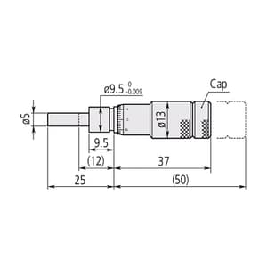 Mitutoyo 0 - 0.5 inch Zero Adjustable Thimble Micrometer Head without Clamp Nut, 148-501