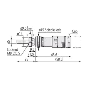Mitutoyo 0 - 0.5 inch Zero Adjustable Thimble Micrometer Head with Clamp Nut, 148-502