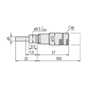 Mitutoyo 0 - 13 mm Zero Adjustable Thimble Micrometer Head without Clamp Nut, 148-503