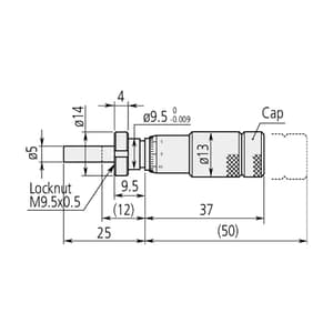 Mitutoyo 0 - 13 mm Zero Adjustable Thimble Micrometer Head with Clamp Nut, 148-508