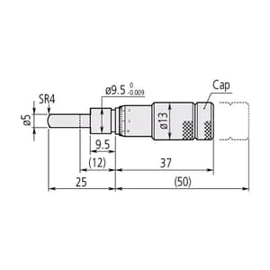 Mitutoyo 0 - 0.5 inch Standard-type Zero Adjustable Small Micrometer Head without Clamp Nut, 148-851