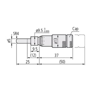 Mitutoyo 0 - 13 mm Standard-type Zero Adjustable Small Micrometer Head without Clamp Nut, 148-853