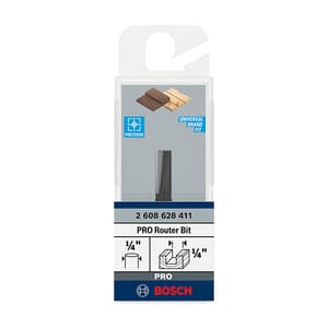 Bosch 1/4 inch Pro Router Straight Bit (2 Flute), 2 608 628 411