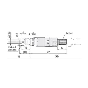 Mitutoyo 0 - 1 inch Medium-sized Micrometer Head with Clamp Nut, 150-207