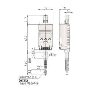 Mitutoyo 0 - 5 mm Absolute Digital Indicator with Dust/Water Protection Conforming to IP66 (ID-N Series), 543-570
