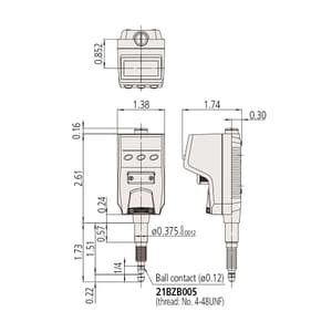 Mitutoyo 5.6 mm / 0.22 inch Absolute Digital Indicator with Dust/Water Protection Conforming to IP66 (ID-B Series), 543-581